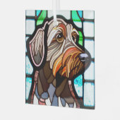 Wirehaired Pointing Griffon "Glas in lood" Glas Ornament (Voorkant links)