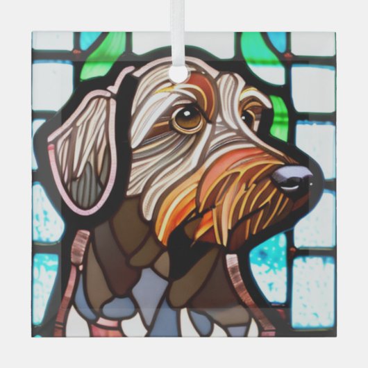 Wirehaired Pointing Griffon "Glas in lood" Glas Ornament (Voorkant)