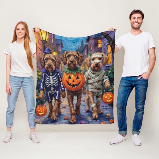 Wirehaired Pointing Griffon Halloween Costumes Fleece Deken (In situ)