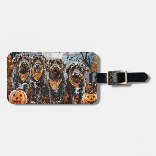 Wirehaired Pointing Griffon Halloween Spooky Bagagelabel (Voorkant horizontaal)
