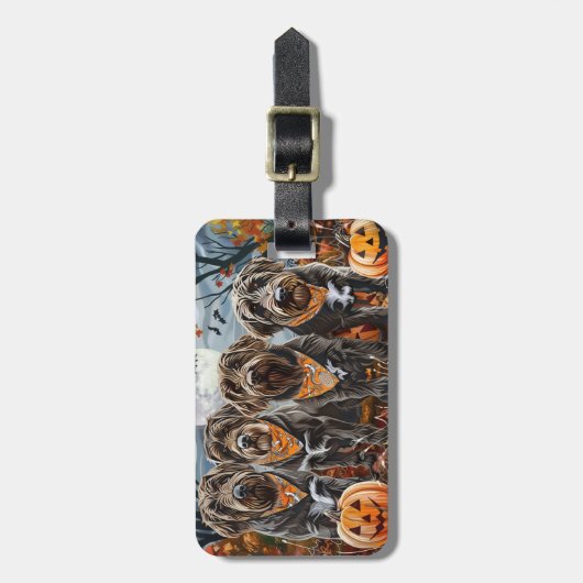 Wirehaired Pointing Griffon Halloween Spooky Bagagelabel (Voorkant verticaal)
