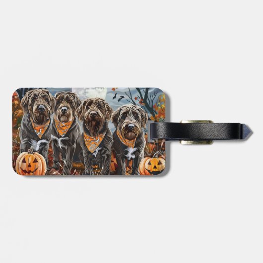 Wirehaired Pointing Griffon Halloween Spooky Bagagelabel (Achterkant horizontaal)