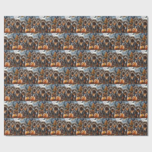 Wirehaired Pointing Griffon Halloween Spooky Cadeaupapier (Vlak)