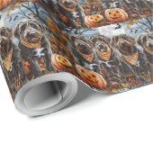 Wirehaired Pointing Griffon Halloween Spooky Cadeaupapier (Rol Hoek)