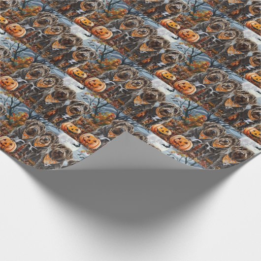 Wirehaired Pointing Griffon Halloween Spooky Cadeaupapier (Hoek)