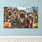 Wirehaired Pointing Griffon Halloween Spooky Canvas Afdruk (Insitu (Houten vloer))