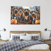 Wirehaired Pointing Griffon Halloween Spooky Canvas Afdruk (Insitu (Slaapkamer))