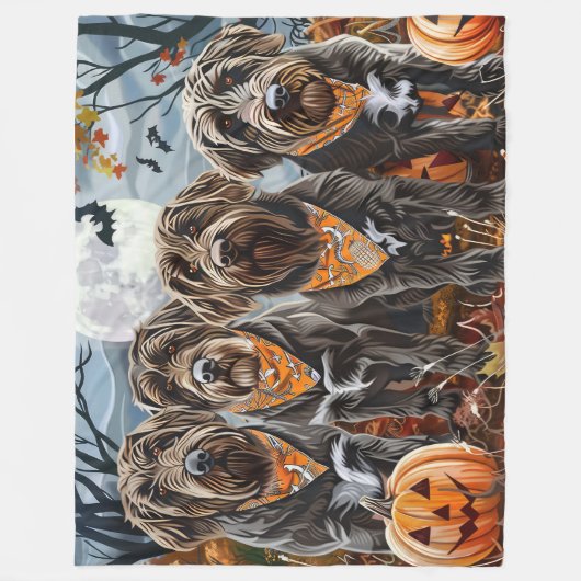 Wirehaired Pointing Griffon Halloween Spooky Fleece Deken (Voorkant)