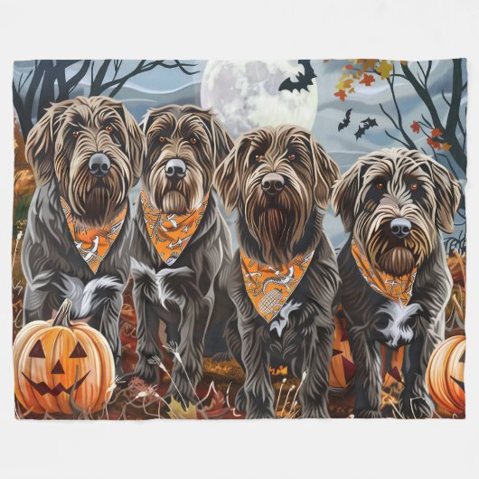 Wirehaired Pointing Griffon Halloween Spooky Fleece Deken (Voorkant (Horizontaal))