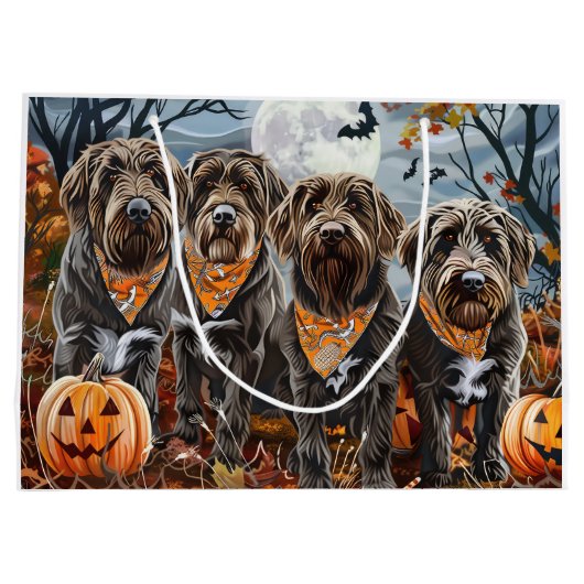 Wirehaired Pointing Griffon Halloween Spooky Groot Cadeauzakje (Achterkant)