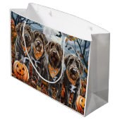 Wirehaired Pointing Griffon Halloween Spooky Groot Cadeauzakje (Achterkant Gekanteld)