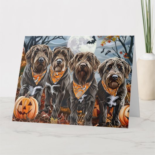 Wirehaired Pointing Griffon Halloween Spooky Kaart (Voorkant)