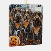 Wirehaired Pointing Griffon Halloween Spooky Keramisch Ornament (Rechts)