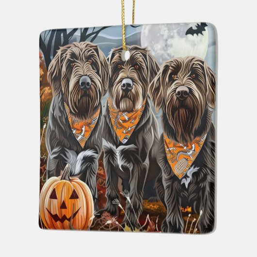 Wirehaired Pointing Griffon Halloween Spooky Keramisch Ornament (Links)