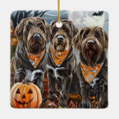 Wirehaired Pointing Griffon Halloween Spooky Keramisch Ornament (Achterkant)