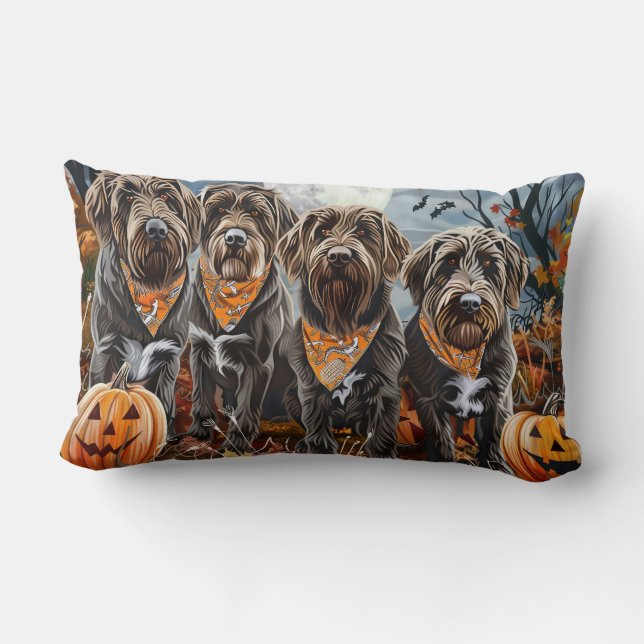 Wirehaired Pointing Griffon Halloween Spooky Kussen (Achterkant)