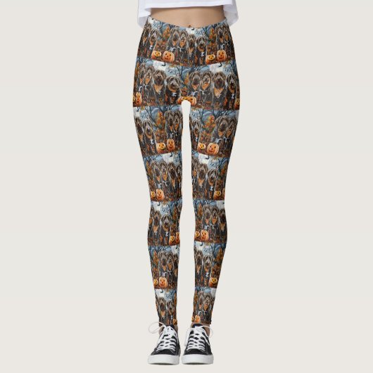 Wirehaired Pointing Griffon Halloween Spooky Leggings (Voorkant)