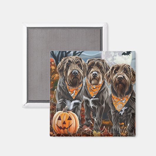 Wirehaired Pointing Griffon Halloween Spooky Magneet (Voorkant / Achterkant)