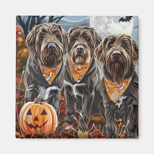 Wirehaired Pointing Griffon Halloween Spooky Magneet (Voorkant)