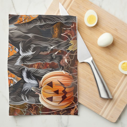 Wirehaired Pointing Griffon Halloween Spooky Theedoek (Quarter Fold)