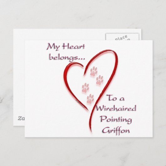 Wirehaired Pointing Griffon Heart behoort Briefkaart (Voorkant / Achterkant)