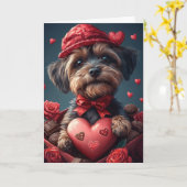 Wirehaired Pointing Griffon Hearts Valentijnsdag Kaart (Gele Bloem)