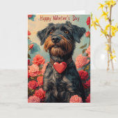 Wirehaired Pointing Griffon Hearts Valentijnsdag Kaart (Gele Bloem)
