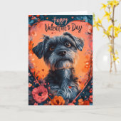 Wirehaired Pointing Griffon Hearts Valentijnsdag Kaart (Gele Bloem)