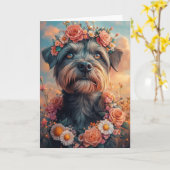 Wirehaired Pointing Griffon Hearts Valentijnsdag Kaart (Gele Bloem)