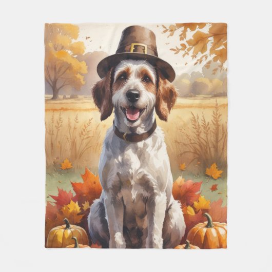 Wirehaired Pointing Griffon herfstbladeren Fleece Deken (Voorkant)
