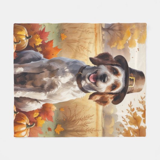 Wirehaired Pointing Griffon herfstbladeren Fleece Deken (Voorkant (Horizontaal))