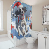 Wirehaired Pointing Griffon in Snow Christmas Pet Douchegordijn (In situ)