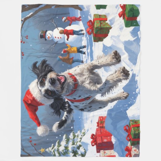 Wirehaired Pointing Griffon in Snow Christmas Pet Fleece Deken (Voorkant)
