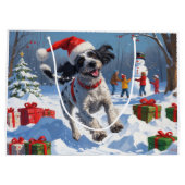 Wirehaired Pointing Griffon in Snow Christmas Pet Groot Cadeauzakje (Achterkant)
