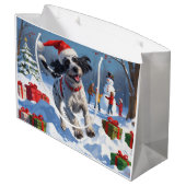 Wirehaired Pointing Griffon in Snow Christmas Pet Groot Cadeauzakje (Achterkant Gekanteld)