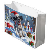 Wirehaired Pointing Griffon in Snow Christmas Pet Groot Cadeauzakje (Voorkant Gekanteld)