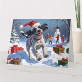 Wirehaired Pointing Griffon in Snow Christmas Pet Kaart (Voorkant)