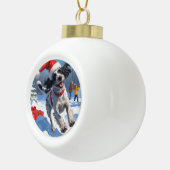 Wirehaired Pointing Griffon in Snow Christmas Pet Keramische Bal Ornament (Rechts)