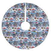 Wirehaired Pointing Griffon in Snow Christmas Pet Kerstboom Rok (Voorkant)