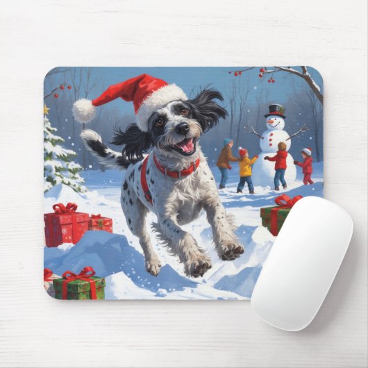 Wirehaired Pointing Griffon in Snow Christmas Pet Muismat (Met muis)