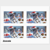 Wirehaired Pointing Griffon in Snow Christmas Pet Rechthoekige Sticker (Vel)