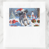 Wirehaired Pointing Griffon in Snow Christmas Pet Rechthoekige Sticker (Tas)