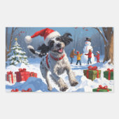 Wirehaired Pointing Griffon in Snow Christmas Pet Rechthoekige Sticker (Voorkant)