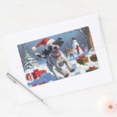 Wirehaired Pointing Griffon in Snow Christmas Pet Rechthoekige Sticker (Envelop)