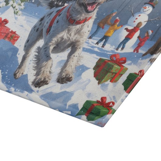 Wirehaired Pointing Griffon in Snow Christmas Pet Snijplank (Hoek)