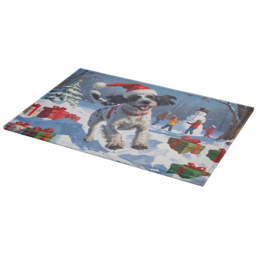 Wirehaired Pointing Griffon in Snow Christmas Pet Snijplank (Hoek)