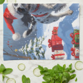 Wirehaired Pointing Griffon in Snow Christmas Pet Theedoek (Gevouwen)