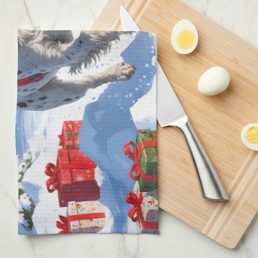 Wirehaired Pointing Griffon in Snow Christmas Pet Theedoek (Quarter Fold)