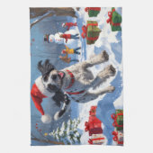 Wirehaired Pointing Griffon in Snow Christmas Pet Theedoek (Verticaal)