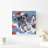 Wirehaired Pointing Griffon in Snow Christmas Pet Vierkante Klok (Huis)